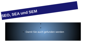 SEA,SEO SEM Symboldarstellung der On und OffPage Optimierungsdienstleistung Dienstleistung Walter Dietz